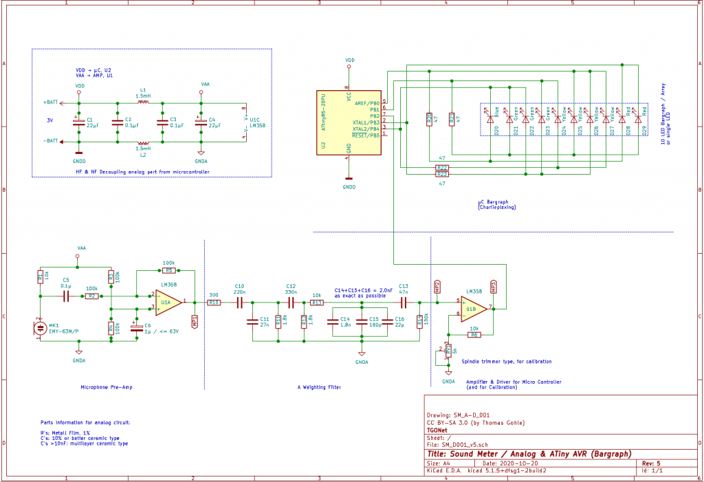 SoundMeter with A-Weighting Filter - Strip PCB Version