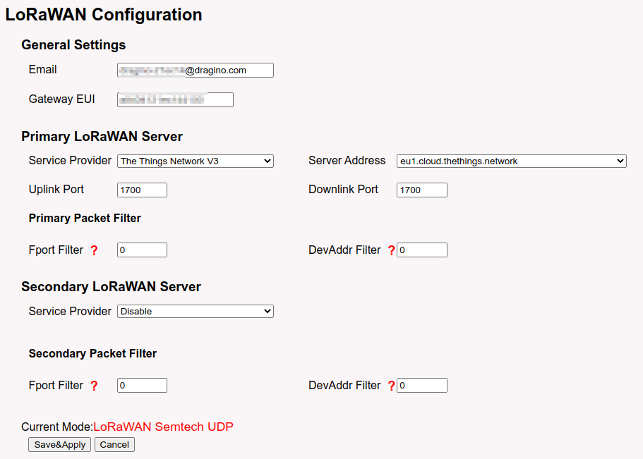 LoRaWAN Configuration